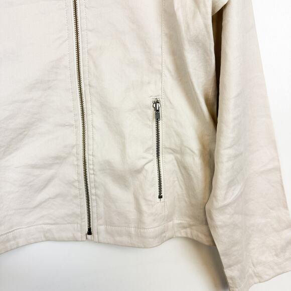 Amour Vert Moto Zip Linen Blend Jacket Ivory - XL - Picture 4 of 9